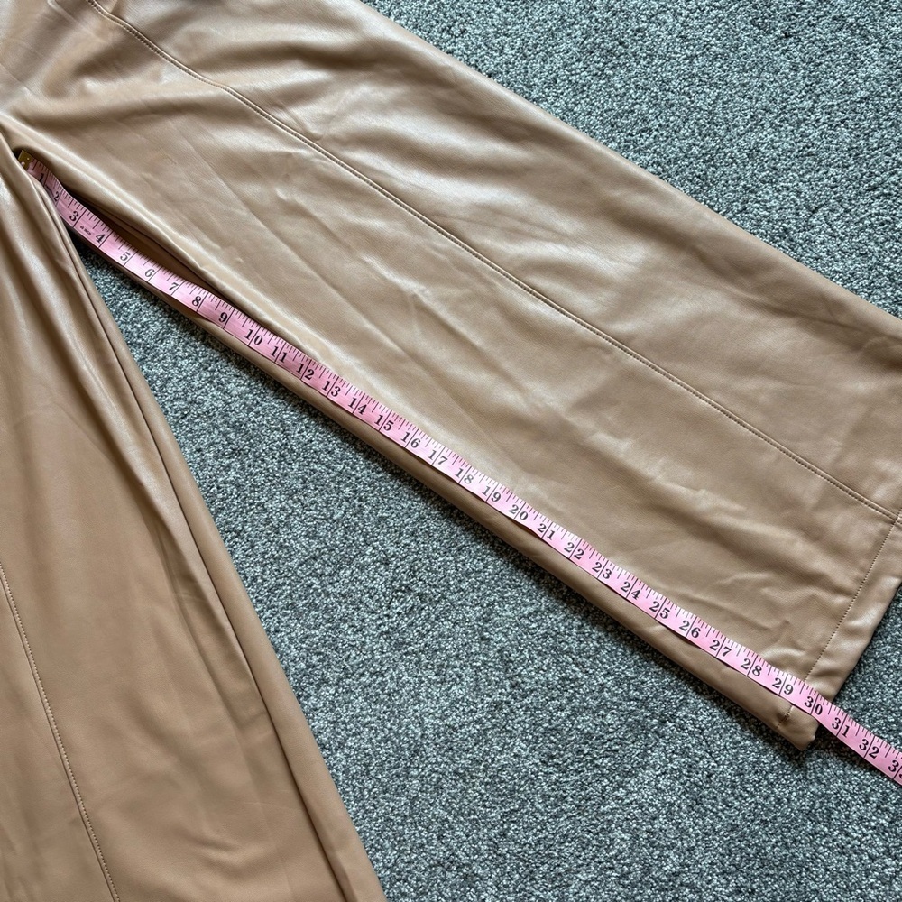 Open Edit Faux Leather Wide-Leg Pants — Camel Tan, Vegan Leather, Pull-On - Med - Picture 8 of 10